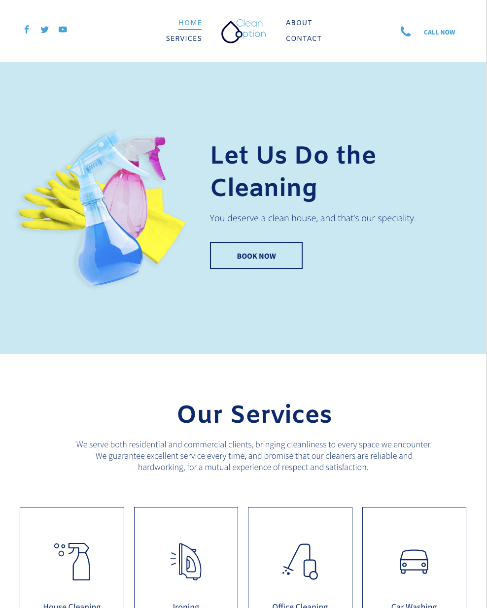 A screenshot of a website that says let us do the cleaning