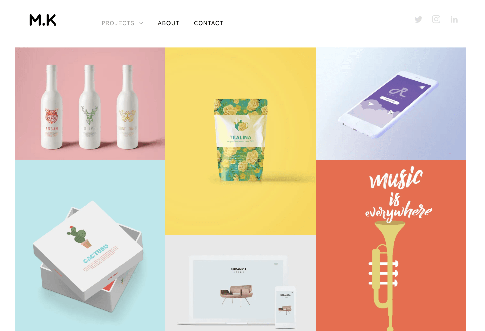 A screenshot of a website for a company called mk.