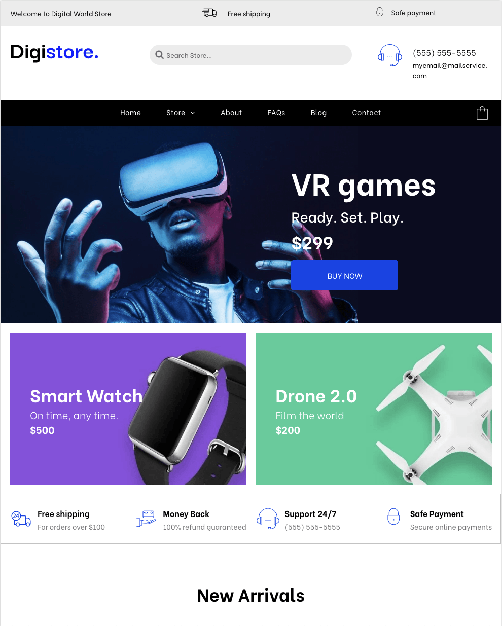 A man wearing a virtual reality headset is holding a smart watch and a drone.