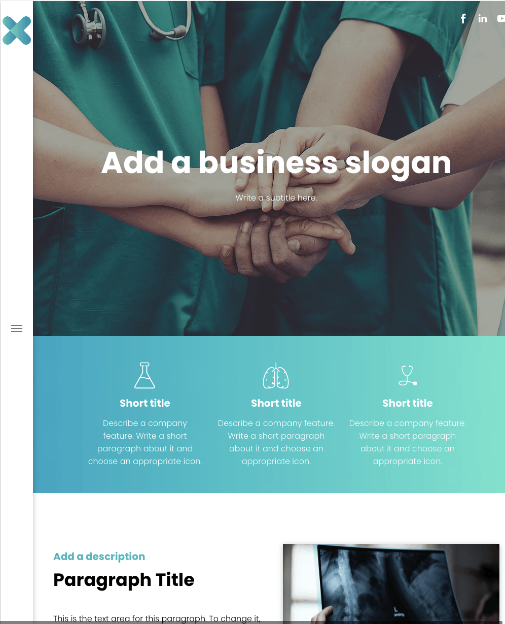 A screenshot of a website that says add a business slogan