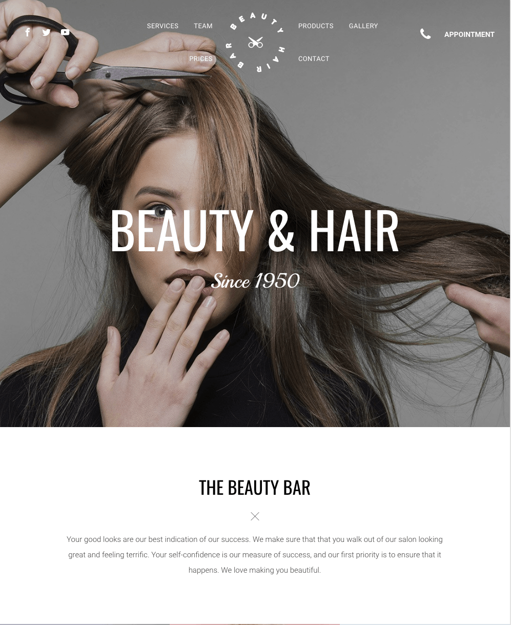 A woman is getting her hair cut at the beauty bar