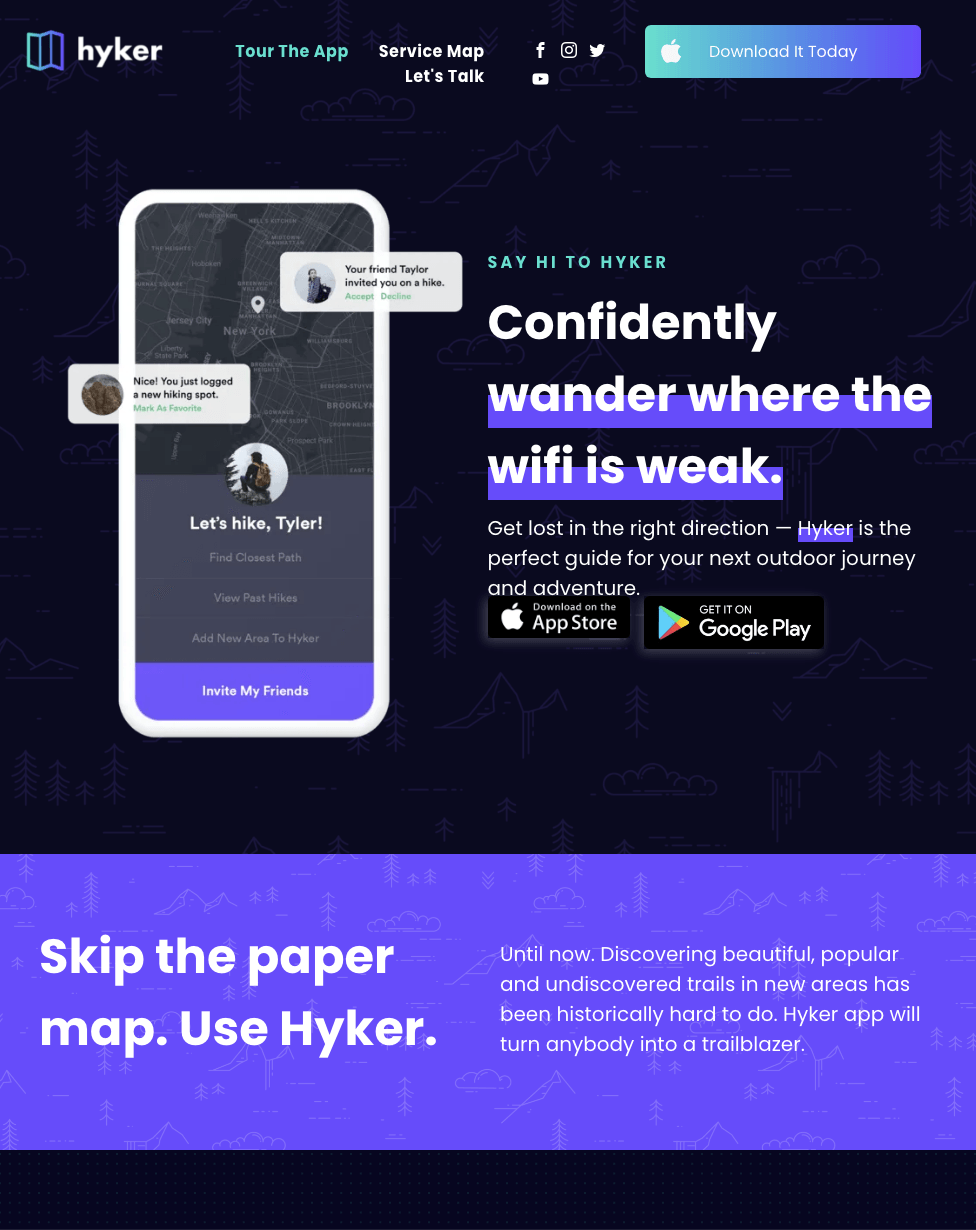 A screenshot of a website that says ' confidently wander where the wifi is weak '
