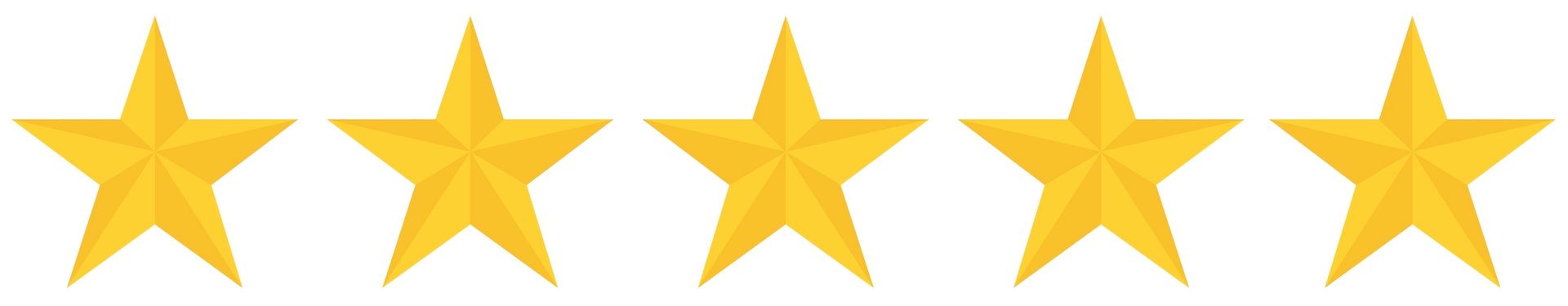 A row of yellow stars on a white background.
