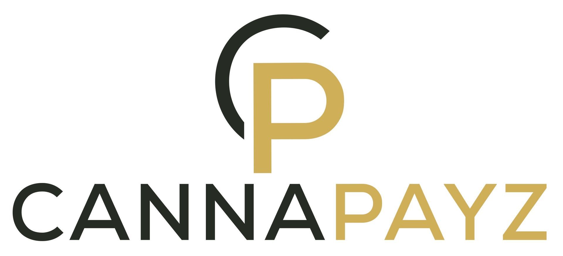 A black and gold logo for a company called cannapayz.