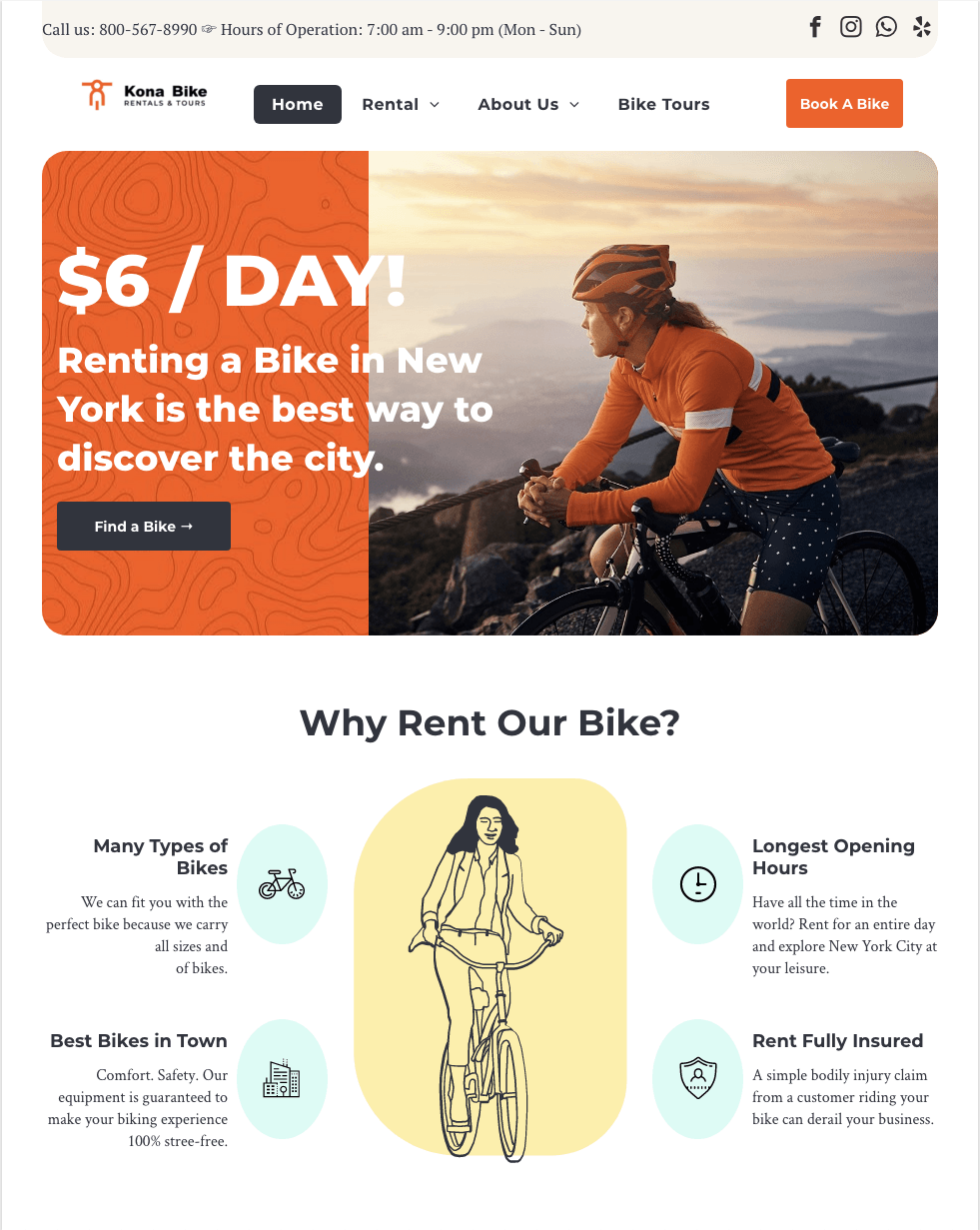 A website for renting a bike in new york