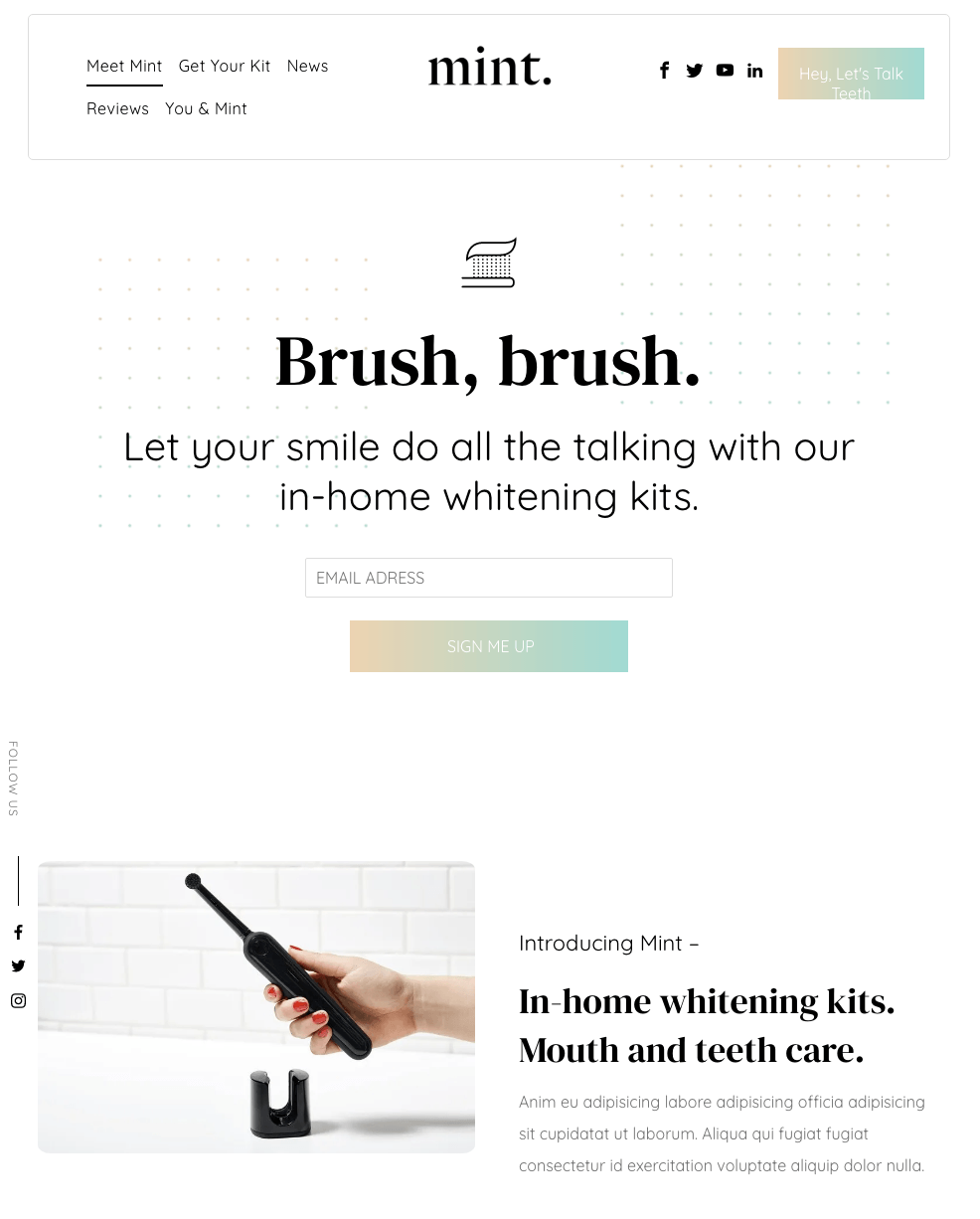 A person is holding a toothbrush in their hand on a website.