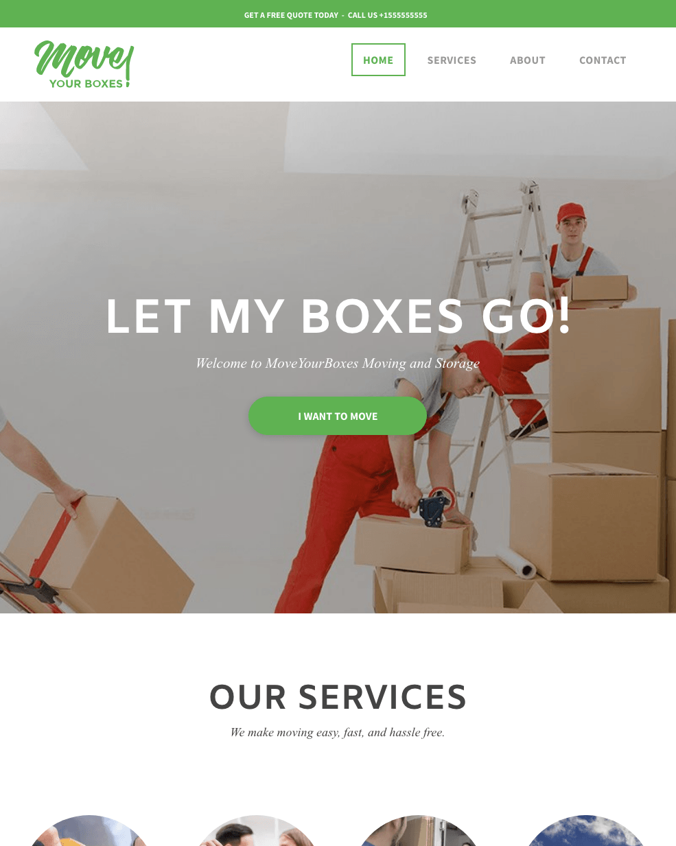 A moving company website says let my boxes go