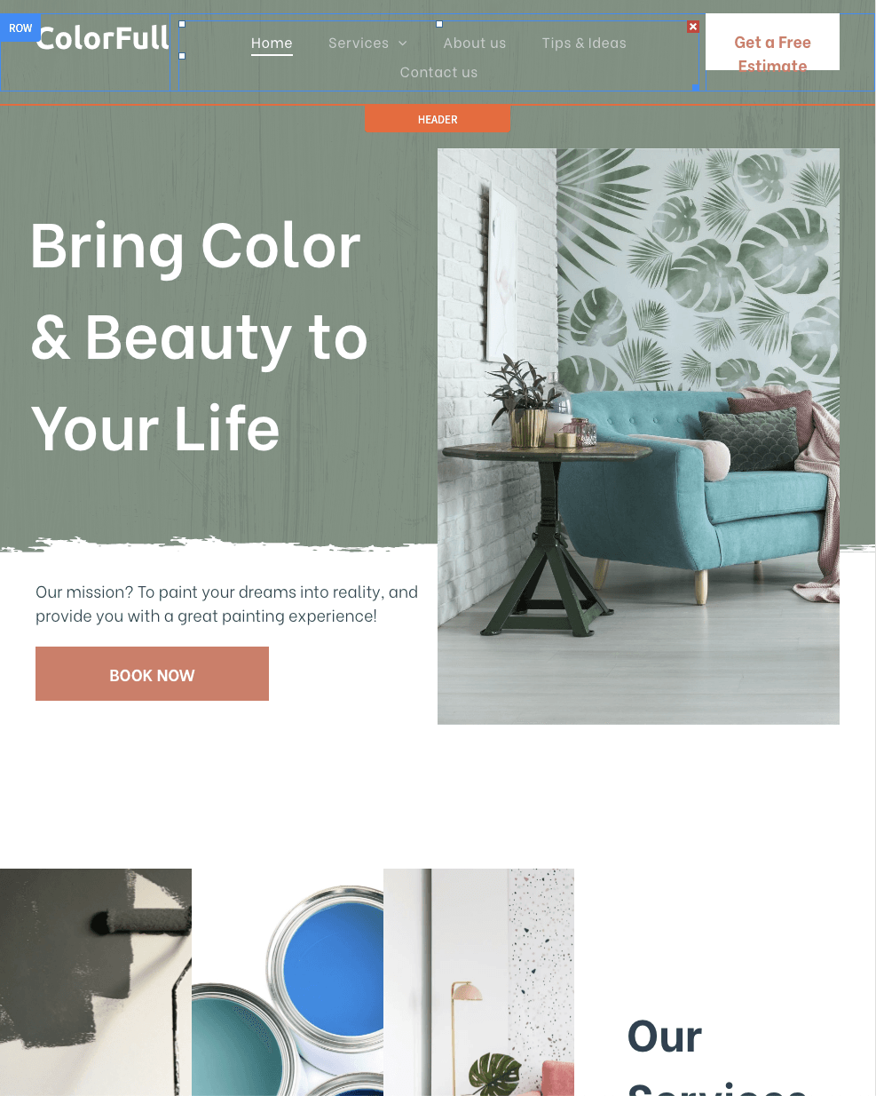 A website that says bring color and beauty to your life