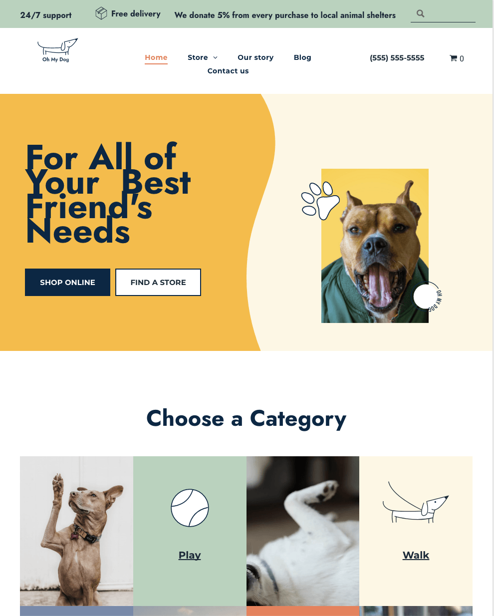 A screenshot of a website for all of your best friends needs.