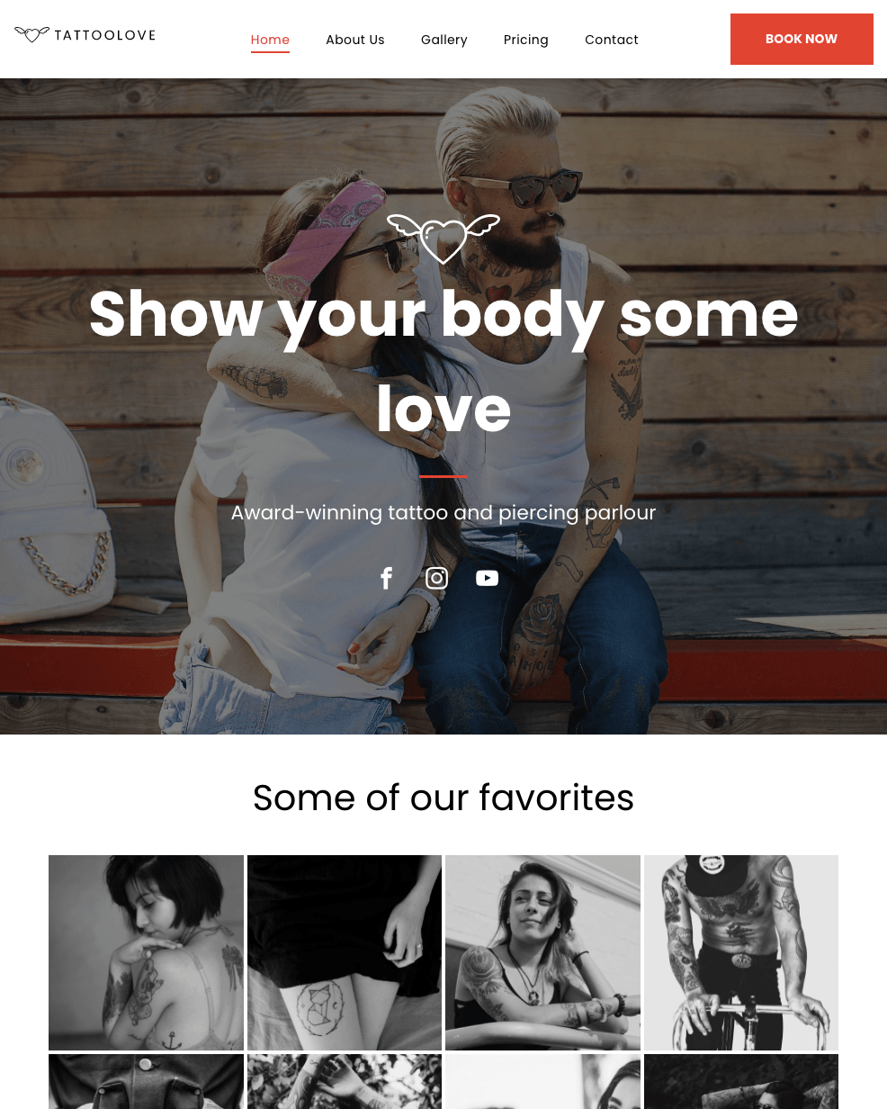 A screenshot of a website that says show your body some love.