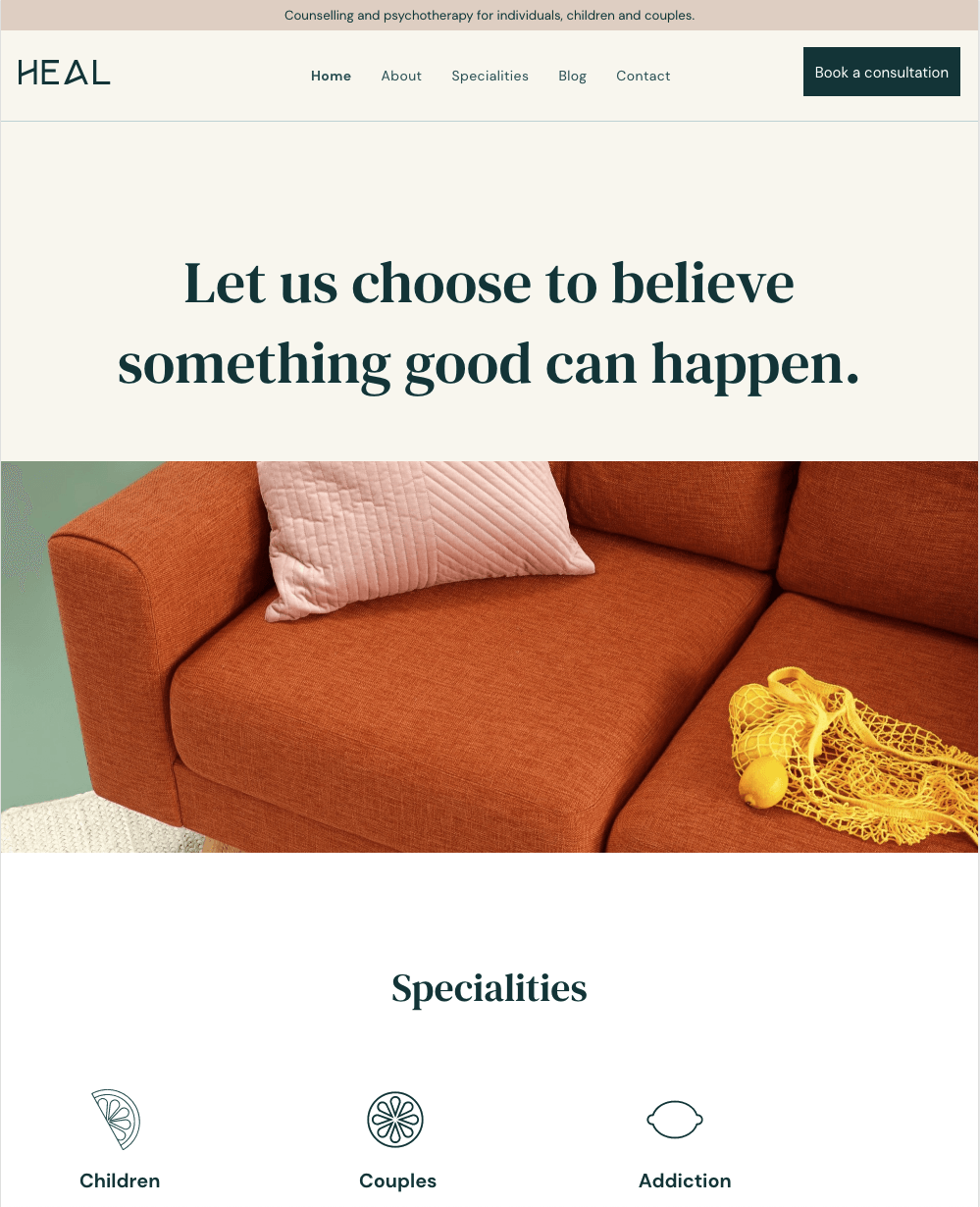A website says let us choose to believe something good can happen