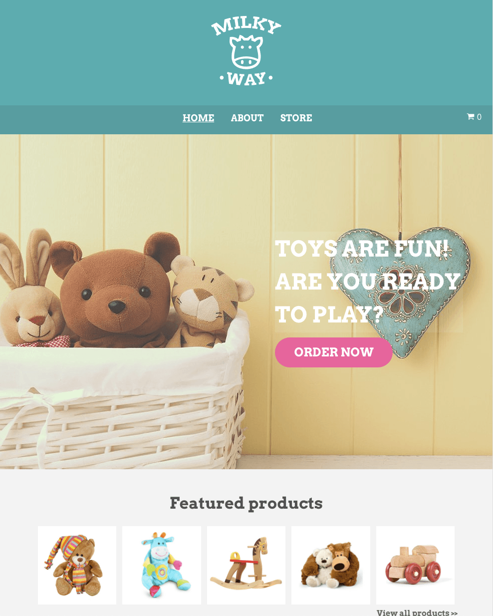 A website for a toy store called milky way