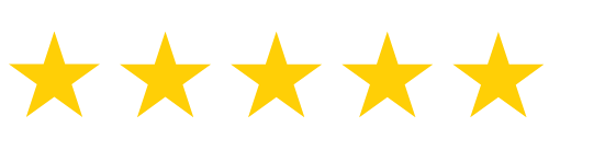 A row of five yellow stars on a white background.