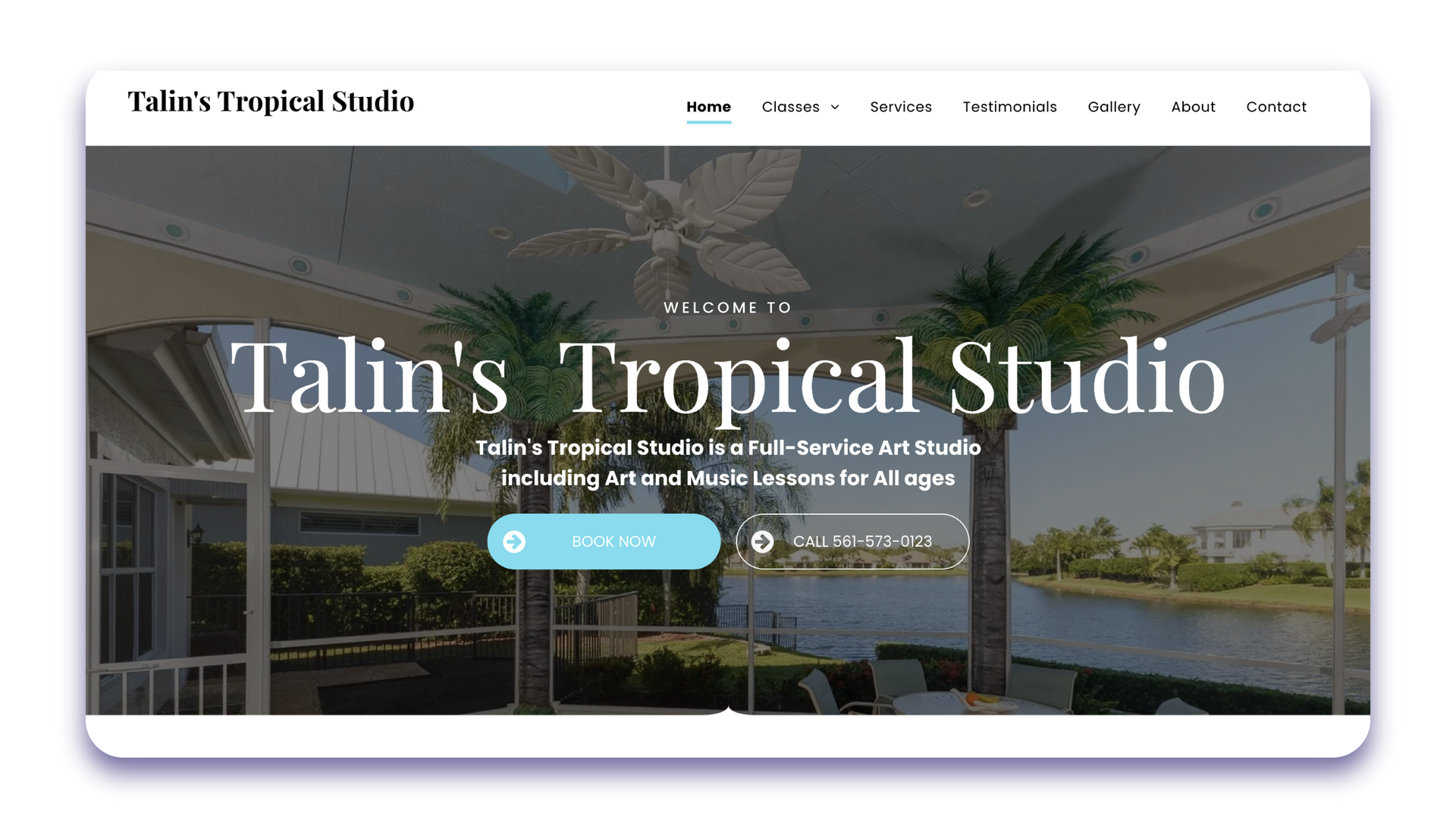 A screenshot of the website for talin 's tropical studio.