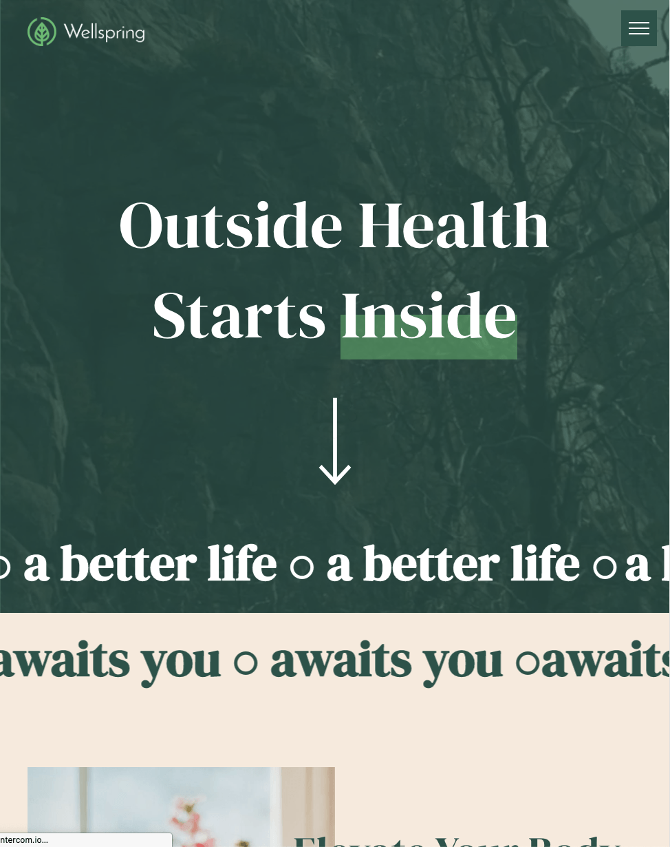 A website that says outside health starts inside