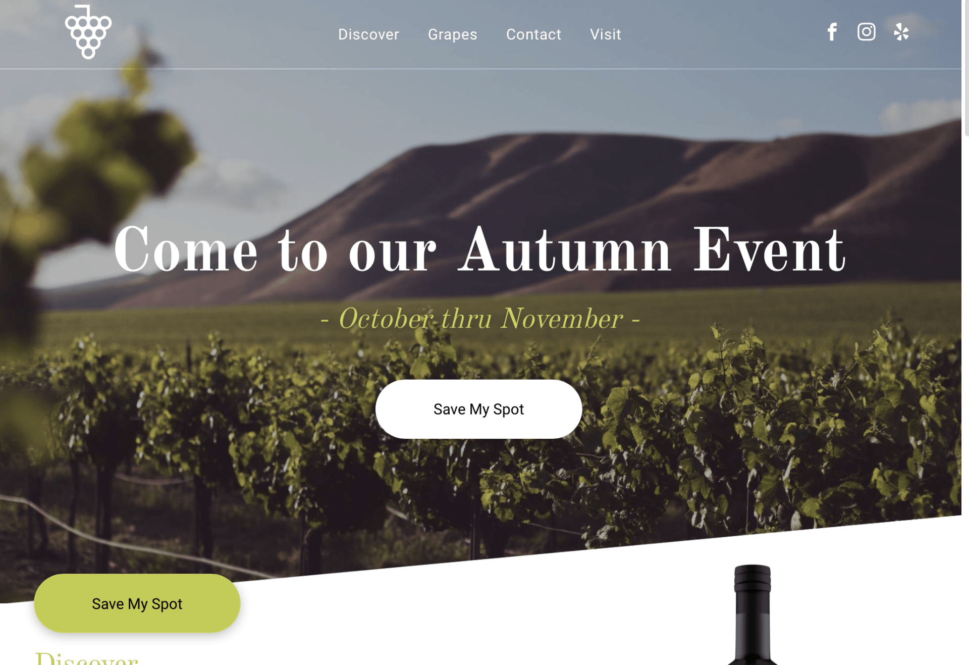 A screenshot of a website that says come to our autumn event