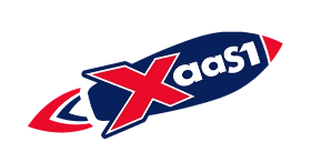 A blue and red aas1 logo on a white background
