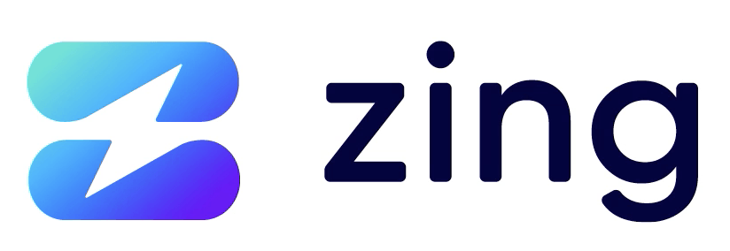 A logo for a company called zing with a star in the middle.