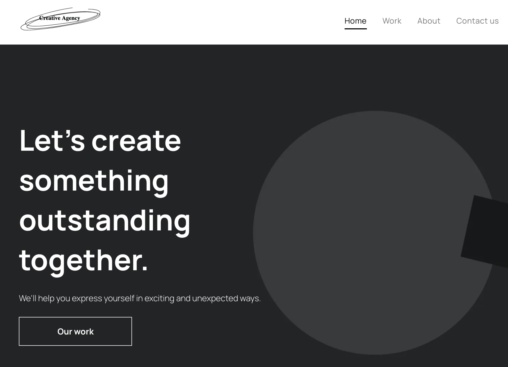 A screenshot of a website that says let 's create something outstanding together.