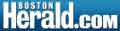 The logo for boston herald.com is blue and white