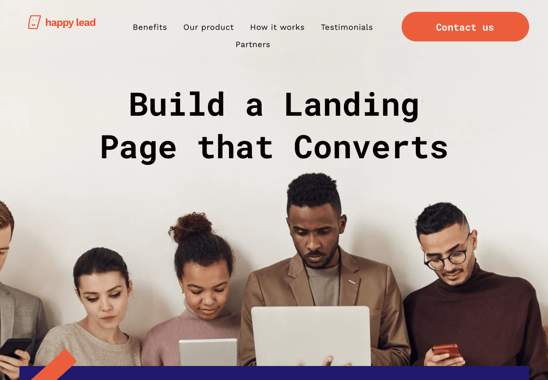 A group of people standing next to each other looking at a laptop.