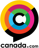 The logo for canada.com is a colorful circle with a speech bubble in the middle.