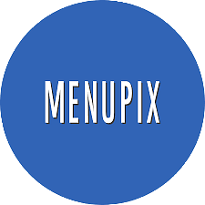 A blue circle with the word menupix on it