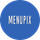 A blue circle with the word menupix on it