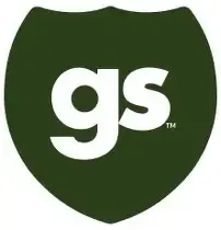 A green highway sign with the word gs on it.