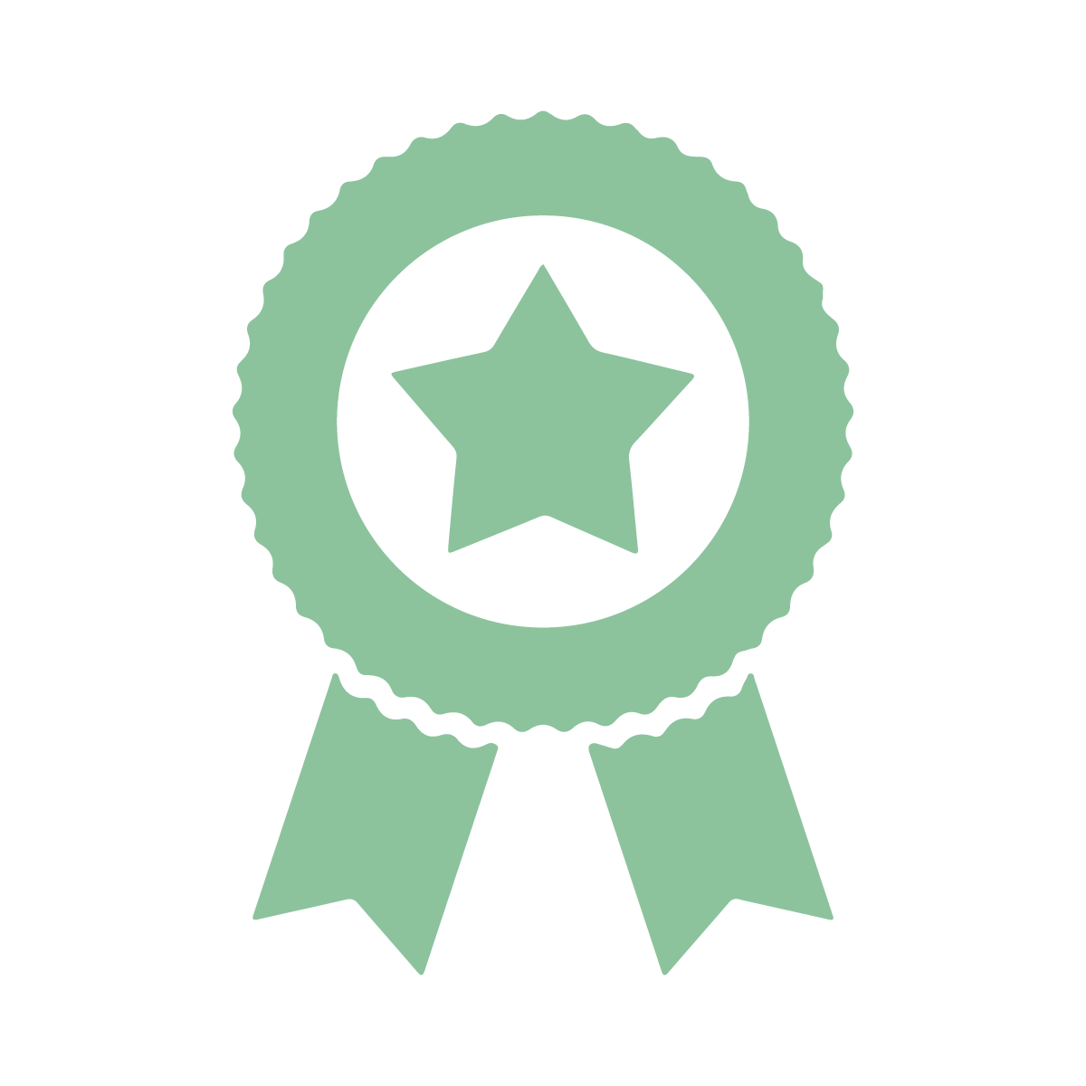 A green ribbon with a star in the middle.