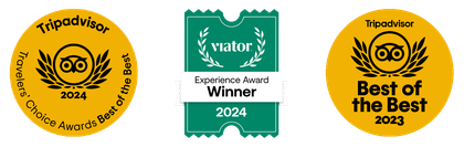 A yellow tripadvisor badge that says best of the best 2023