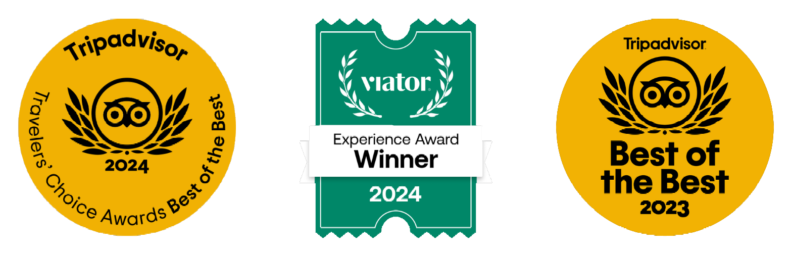 A yellow tripadvisor badge that says best of the best 2023