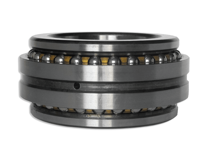 A close up of a ball bearing on a white background.