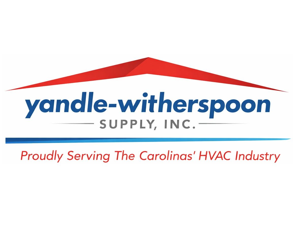 Logo for Yandle-Witherspoon Supply, Inc., with red roof design, blue horizontal lines, and text "Proudly Serving The Carolinas' HVAC Industry".