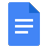 Google Docs icon: Blue document with folded corner and three horizontal lines, representing text.