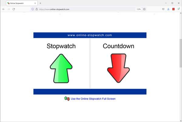 Stopwatch and countdown choices with green upward and red downward arrows.