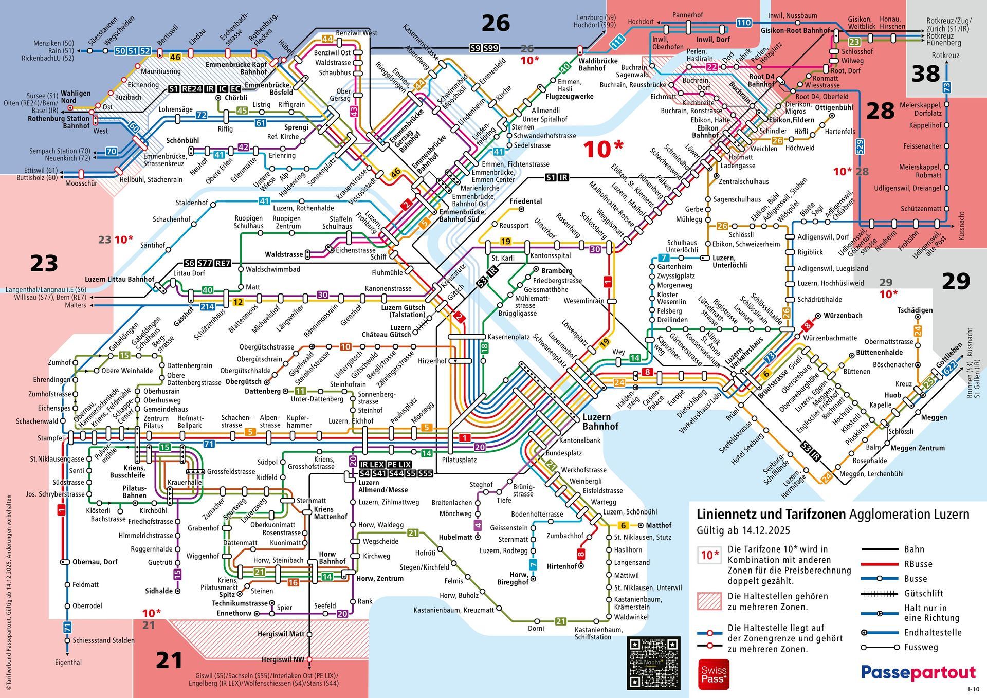 Liniennetz und Tarifzonen Agglomeration Luzern
Gültig ab 14.12.2025