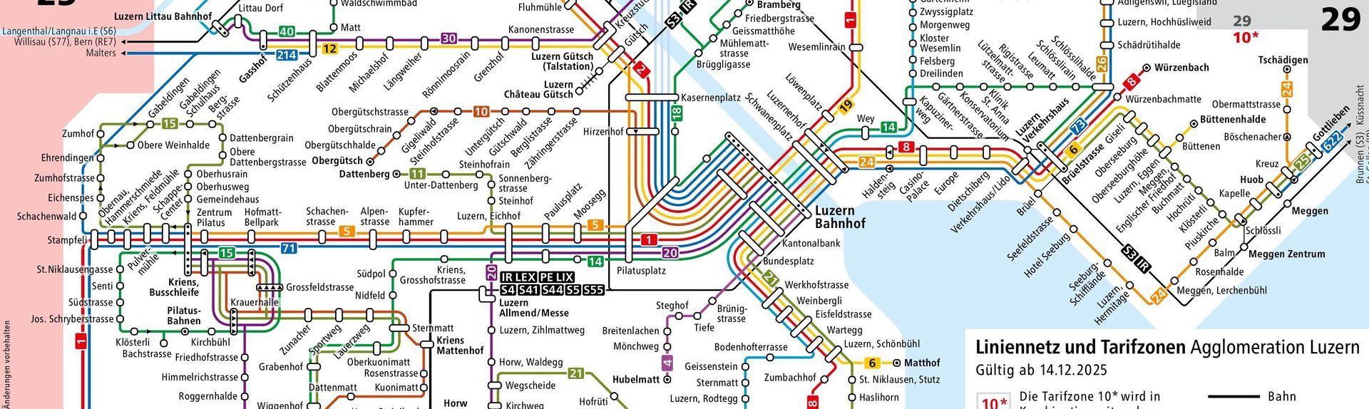 Public transportation map of Lucerne