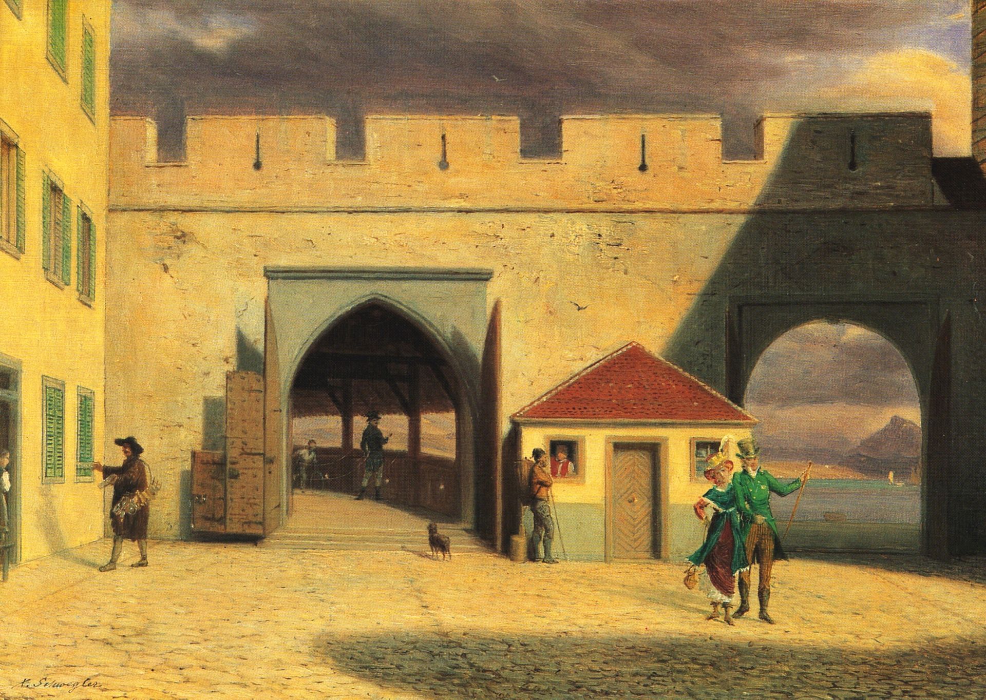 The Gates to the Hof Bridge and the Boat Landing - Xaver Schwegler 