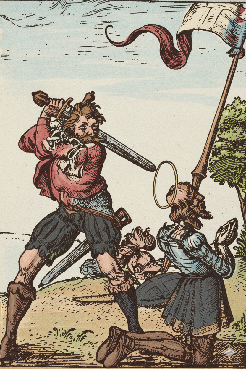 The Decapitation of Saint Maurice, Martini Plan 1597 (detail)