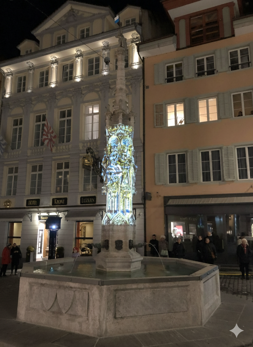 Wine Market Fountain in Lucerne