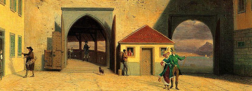 The Gates to the Hof Bridge and the Boat Landing - Xaver Schwegler