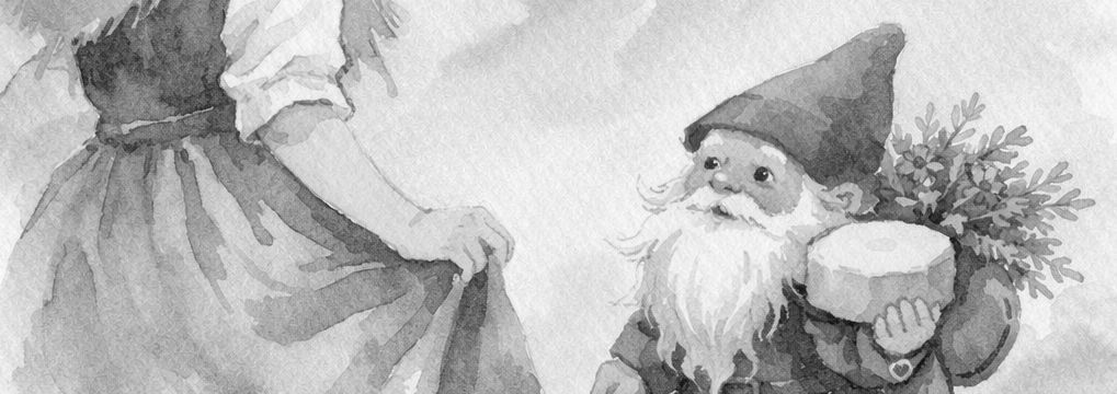 The Little Earth Man gives Magdalena a cheese and some healing herbs.