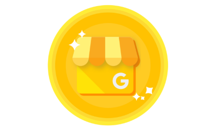 An icon of a store with the letter g on it in a yellow circle. Google My Business Listing Icon