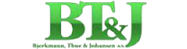 Grønn logo med «BT&J» og «Bjerkmann, Thue & Johansen AS».