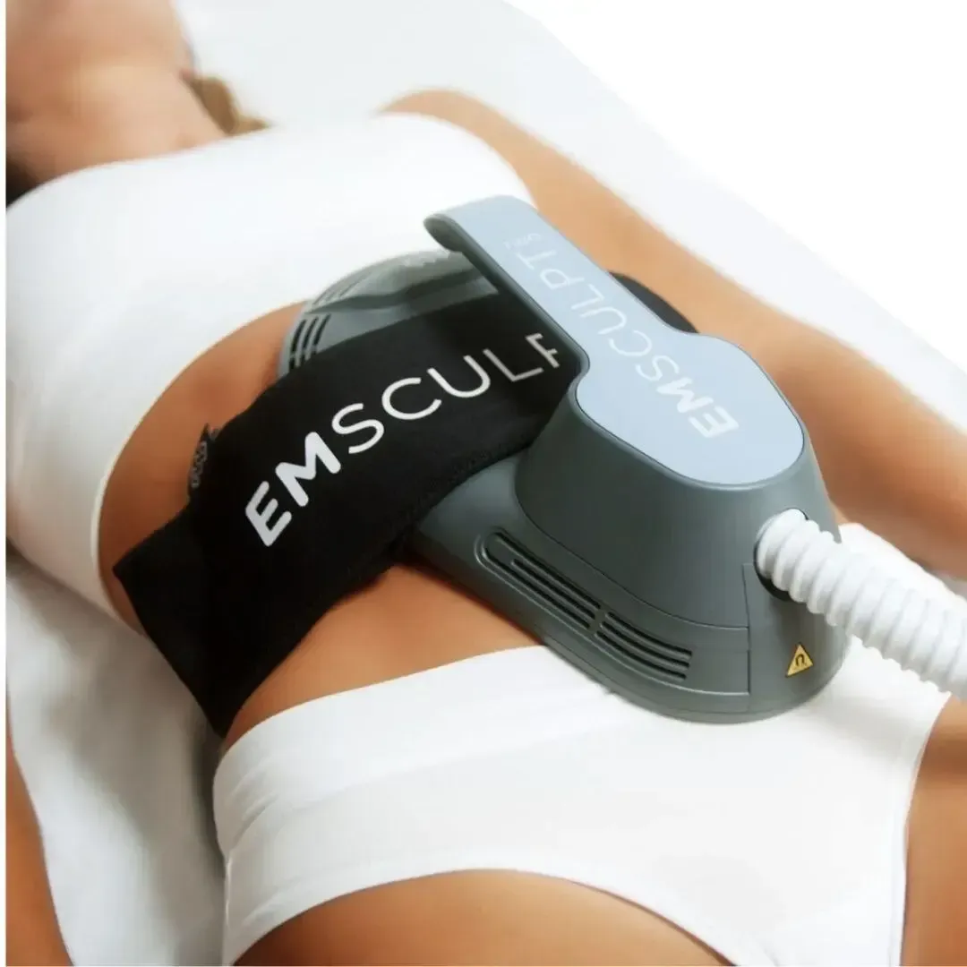 Emsculpt body contouring treatment for muscle building and fat reduction in Boca Raton, FL. Non-invasive body sculpting.