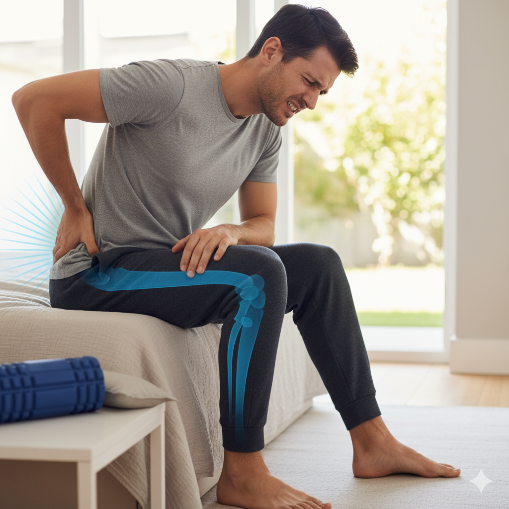 Man with pain down the leg who needs a sciatica doctor in Las Vegas for fast relief