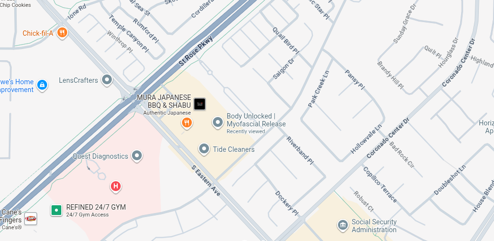 Map of Body Unlocked pain management doctor in Las Vegas