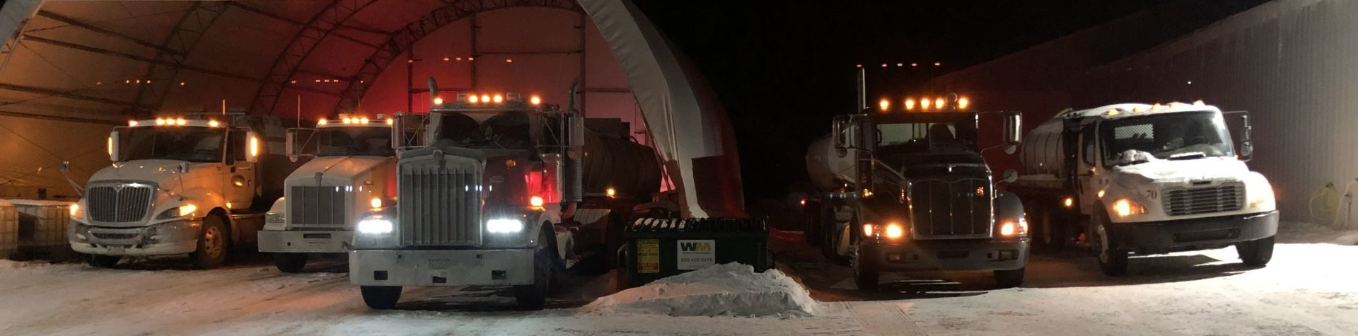 Seneca Mineral Trucks at night