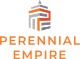 The perennial empire logo is orange and gray on a white background.